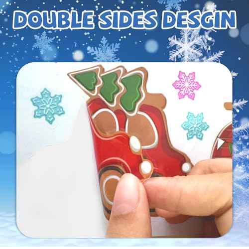 XZENTIRA 288 PCS Gingerbread Window Clings Christmas Party Decorations Gingerbread House Window Stickers for Home Window Glass Display Decorations Winter Window Stickers 9 Sheets