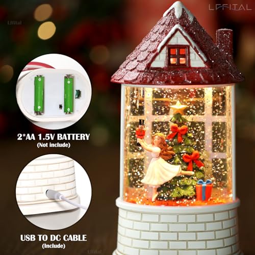 Christmas Snow Globe Ballerina Nutcracker Lantern with Music & Lights - 8.2"