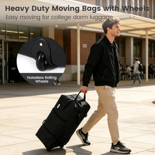 Extra Large 118L Moving Bag with Wheels - 2 Pack, Black-02