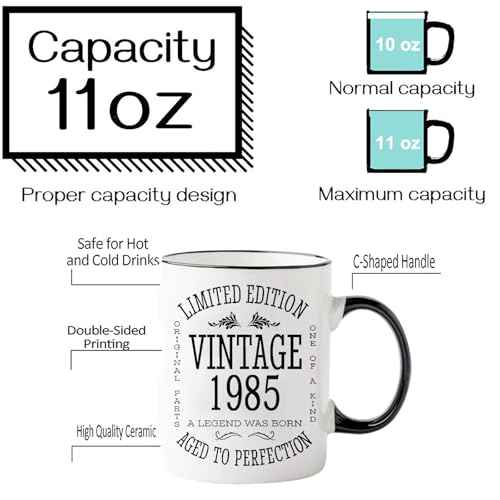Funny 1985 40th Birthday Gifts Ideas Mug - Unique Ceramic Coffee Mugs for Men and Women - Christmas Gifts for Him, Her, Husband, Wife, Mom, Dad, Family Friends, Coworker - White 11 Oz Tea Cups