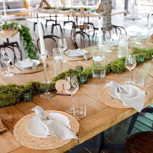 Foldtier 40 Pcs Round Woven Placemats Set - 11.8 Inch Natural Water Hyacinth