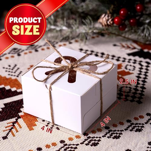 JOYIN White Christmas Cookie Gift Boxes - 36 Pack, 4x4x2.5 Inches, Holiday Bakery Treat Packaging