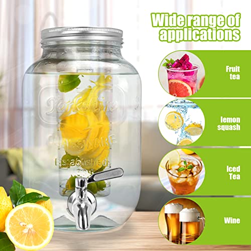 DD&HAPP 1 Gallon Double Glass Beverage Dispenser with Stand & Stainless Steel Spigot