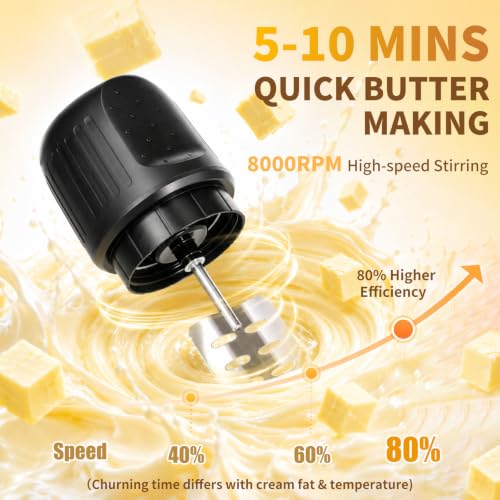 VOJPGJP 32oz Electric Cordless Butter Churner High-Speed 8000RPM