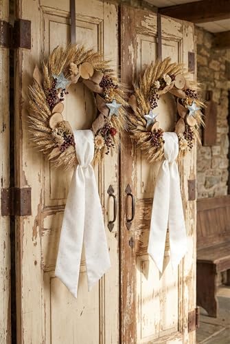 White Rhinestone Wreath Sash 54x5 Inch Double Pack for Door Decor, Wedding & Holiday