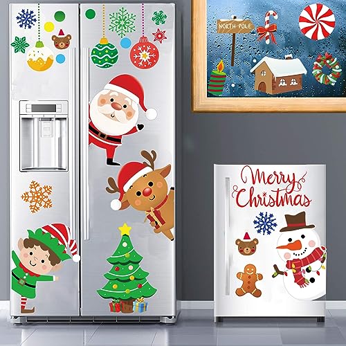 96PCS Christmas Wall Decals Set - Removable Holiday Stickers with Santa, Snowman, Reindeer, Large Festive Decorations