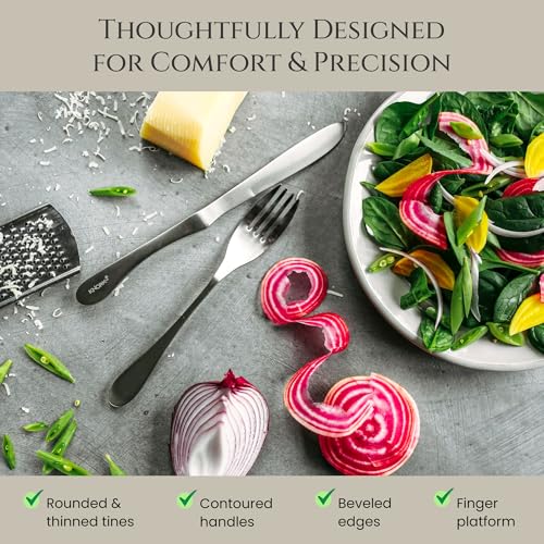 Kitchen Utensil Set - 20 Piece Matte Silver Cutlery with Ergonomic Handles
