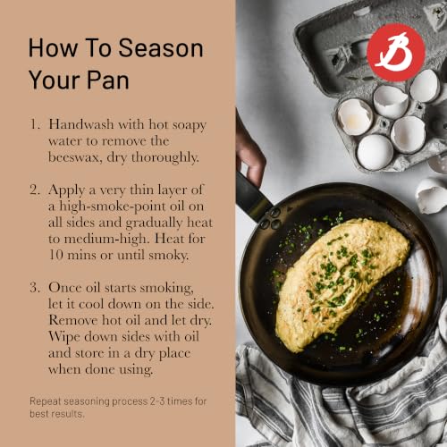 de Buyer 8-Inch Carbon Steel Omelette Pan – Naturally Non-Stick, French Made