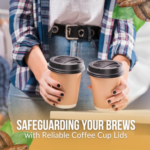 Homelance Disposable Black Coffee Cup Lids 10-20 oz, Leak-Proof & Heat-Resistant (Pack of 600)