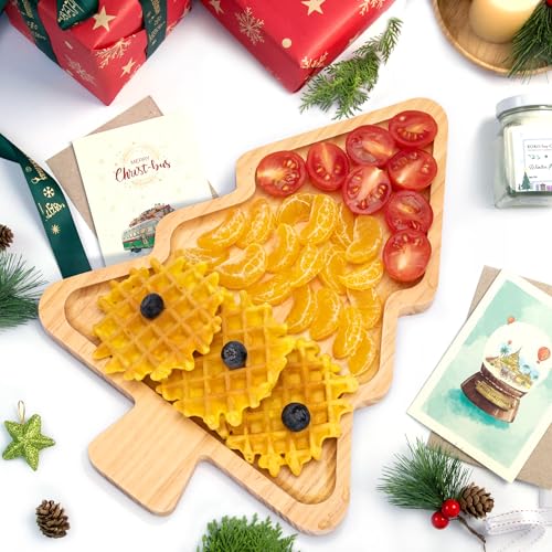 TJ POP Wooden Christmas Tree Serving Tray - 1 Compartment Holiday Platter