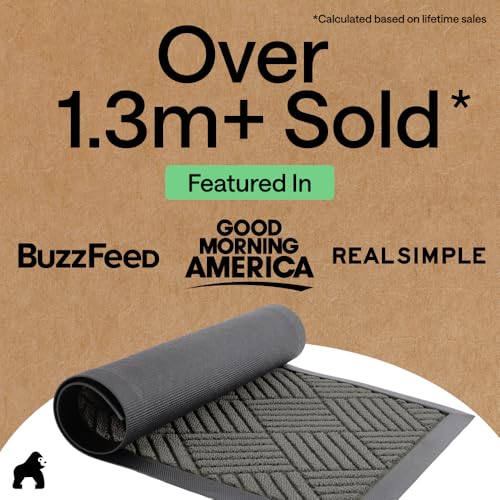 GORILLA GRIP WeatherMAX Indoor/Outdoor Door Mat 35x23 Gray Diamond