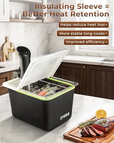12 Quart Sous Vide Container with Collapsible Lid & Stainless Steel Rack - BPA-Free, NSF Approved, Includes Insulating Sleeve - Fits Anova & Instant Pot