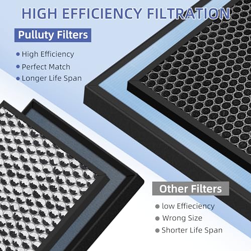 Pulluty HEPA Filter Replacement Set for Air Purifier HSP001 - 2 Pack with Activated Carbon Pre-Filters - Variation of 2 Combo Sets