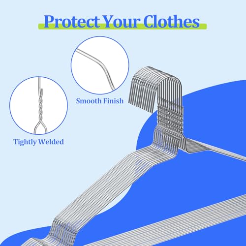 Space Saving Metal Wire Clothes Hangers - Silver, 100 Pack, 17 Inch