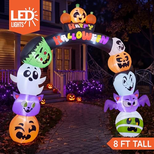 Joiedomi 8ft Halloween Inflatable Pumpkin Archway with LED Lights Outdoor Yard Decor