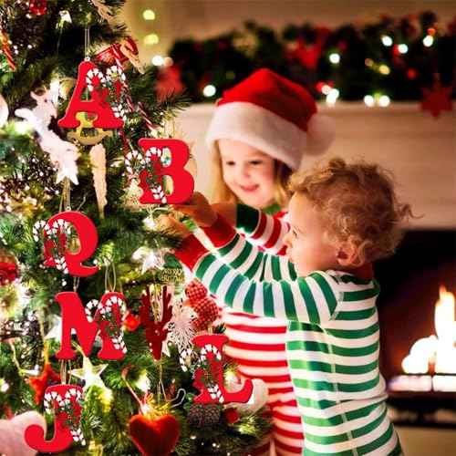 26 Letter Ornaments for Christmas Tree Decoration - Personalized Hanging Pendant Xmas Alphabet for DIY Craft Ornaments (A)