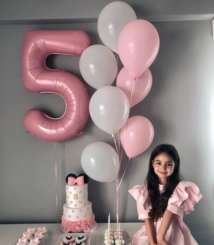 Pearlescent Pink 7 Balloon, Number Balloons 40 Inch, 7th Birthday Decorations for Girls Kids, Party Decoration for Women, Number 7 Balloon