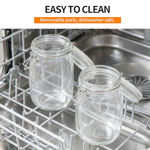 25 Oz Food Storage Jars Set of 5 - Airtight Glass Canisters with Wire Clip Lids