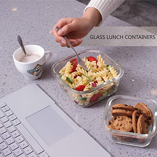 Clear Glass Food Storage Containers Set with Lids - 9 Pack, Airtight & Leakproof