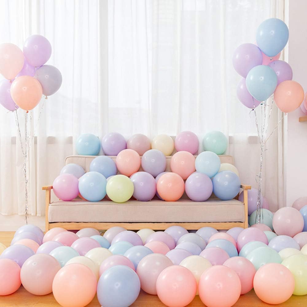 Skiennix 5-Inch Pastel Latex Balloons - 200 Pack Rainbow Macaron Candy Party Decorations