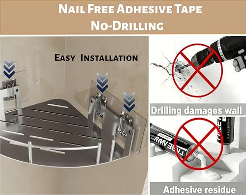2 Pack Corner Shower Caddies - Stainless Steel 304 Wall-Mounted Bathroom Shelves
