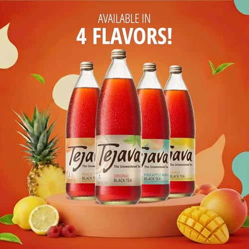 Black Iced Tea Pack - Unsweetened Ready-to-Drink 1L Bottles, 12 Pack - Original Black Tea Variation