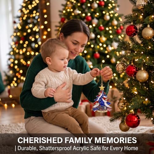Faythory USA 250th Anniversary Christmas Ornament - Patriotic Tree Decoration, 2026 Commemorative Gift, Red White Blue Stars Snowflakes