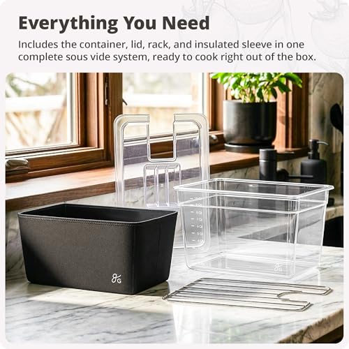 Clear Container with Black Insulated Sleeve for 12 Qt Sous Vide Machine