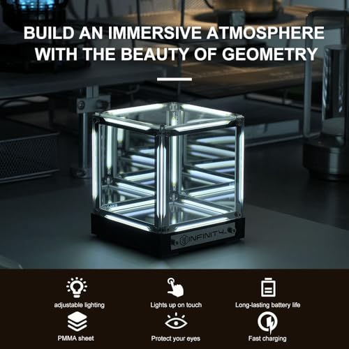 Infinity Cube Light - White LED Infinity Mirror 4D Abyss Effect Dimmable Night Light