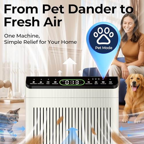 Evalit Air Purifier for Large Rooms Up to 2200 sq ft with Washable Pre-Filter - Ivory