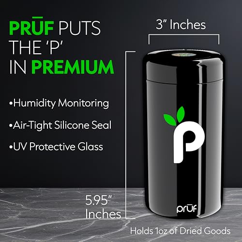 Hygienix Pruf 500ml Airtight Purple Glass Jar with Built-in Hygrometer & Boveda Packs - Variation 5