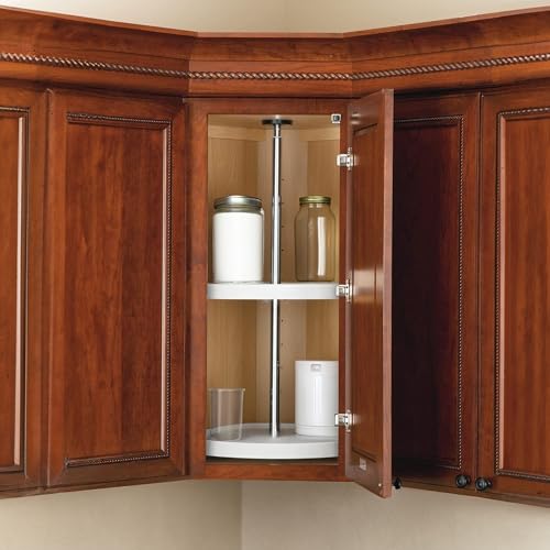 20-Inch White Full-Circle Corner Lazy Susan for Wall Cabinets - Dual Tier