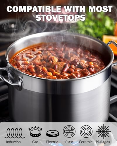 Cooks Standard 20 Qt Stainless Steel Stock Pot with Lid - Silver, Commercial Grade