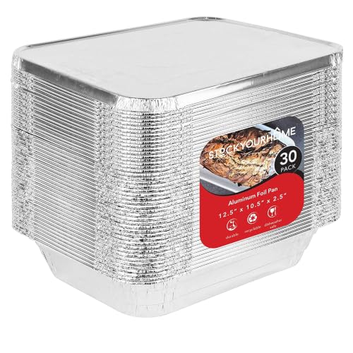 Disposable Aluminum Baking Pans with Lids 9x13 Inch - 30 Pack, Heavy Duty Food Storage & Cooking Trays (Variation of THIS listing)