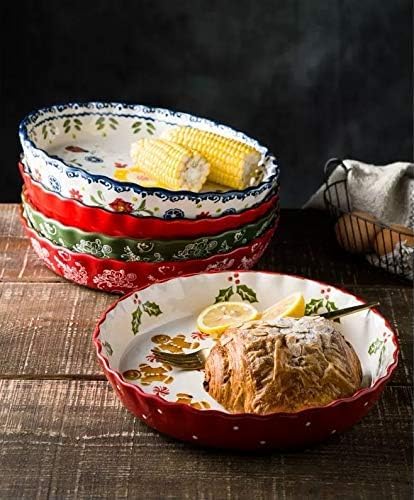 Skiennix Ceramic Pie Pan - 10 Inch Round Bakeware Dish with Butterfly Design