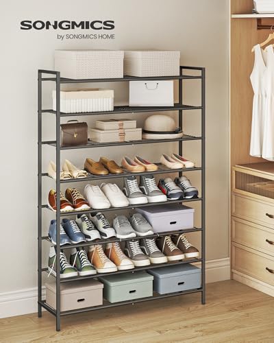 SONGMICS Black 8-Tier Metal Shoe Rack Vertical Organizer Holds 40 Pairs