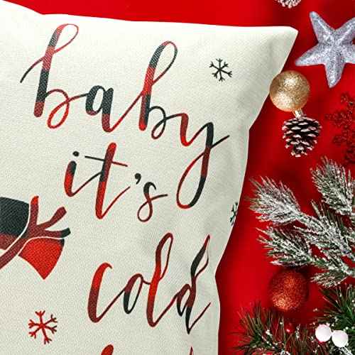 TDHDIKE Christmas Pillow Covers 18¡¿18 Inch Set of 4 Farmhouse Christmas Pillow Covers Christmas Pillow Cases for Sofa Couch Christmas Decorations Throw Pillow Covers