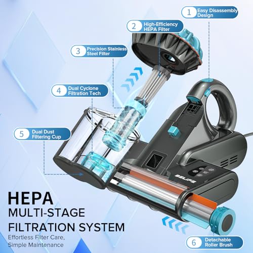Belife M8 Blue Mattress Vacuum Cleaner with UV, Hot Air & HEPA Filter