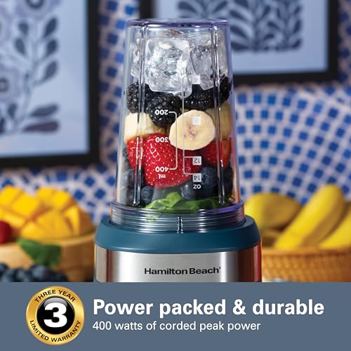 Hamilton Beach Portable Blender for Smoothies - 2 Travel Jars, 400W Personal Blender
