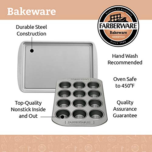 Farberware Nonstick Bakeware Set, Nonstick Cookie Sheets / Baking Sheets - 2 Piece, Gray