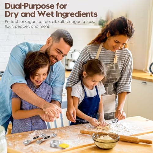 Black Stainless Steel Measuring Cups & Spoons Set with Magnetic Nesting