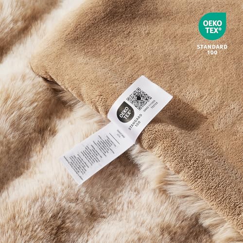 Tie-dye Beige Faux Fur Throw Blanket - 50 x 60 Inches Fuzzy Plush Couch Blanket