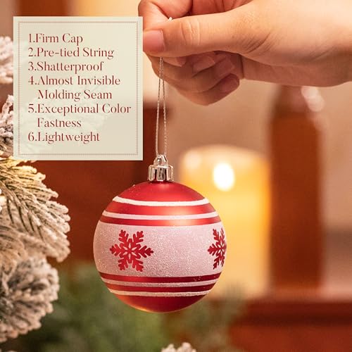 Valery Madelyn 100ct Red & White Shatterproof Christmas Ornaments Set