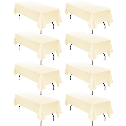 8 Pack 60 x 102 Inch Tablecloth, Beige Tablecloth for 6 Feet Rectangle Tables, Stain and Wrinkle Resistant Washable Fabric Table Cloth for Wedding Party Dining Table Buffet Parties and Camping