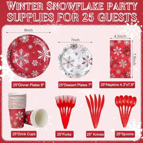 Christmas Holiday Snowflake Paper Plates and Napkins Serve 50,