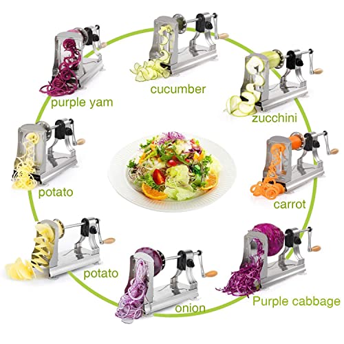WellToBe 6-Blade Vegetable Spiralizer Spiral Slicer for Healthy Veggie Noodles