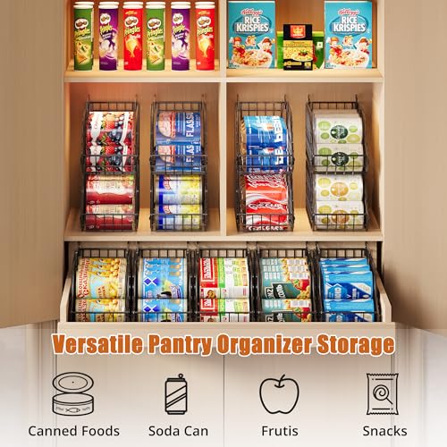 Sonyabecca 4-Pack Stackable Can Rack Organizer for Kitchen Pantry, Black