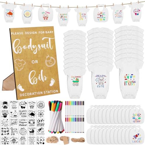 Baby Shower Decoration Kit with Bibs & Bodysuits - Classic Kraft