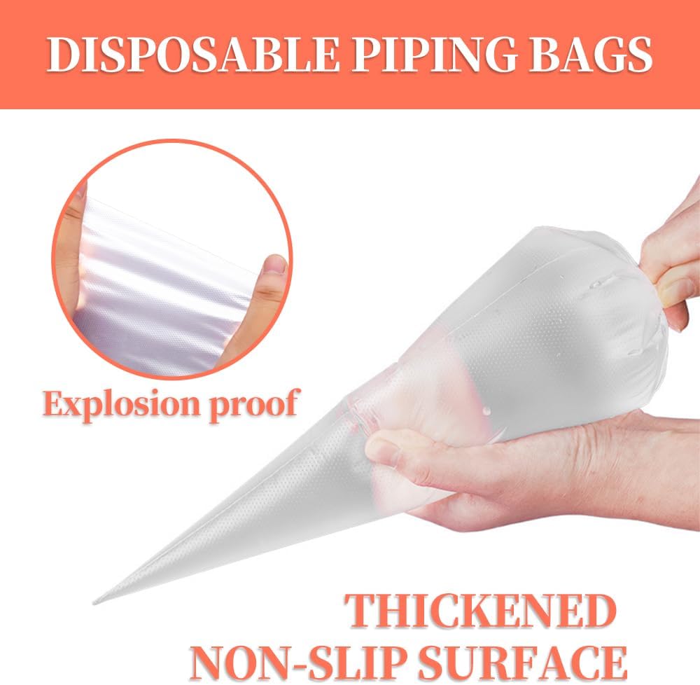 Skiennix 24 Inch Extra Large Disposable Piping Bags - 50 Pack Heavy Duty Icing Bags for Cake Decorating
