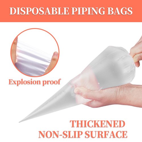24 Inch Extra Large Piping Bags Disposable,50 Pack Thick Pastry Bags with 6 Bag Ties, Heavy Duty Icing Bags for Frosting,Cream and Pastry Filling,Cake Decorating bags